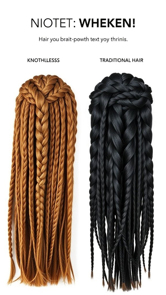 Comparison of knotless braids and traditional braids