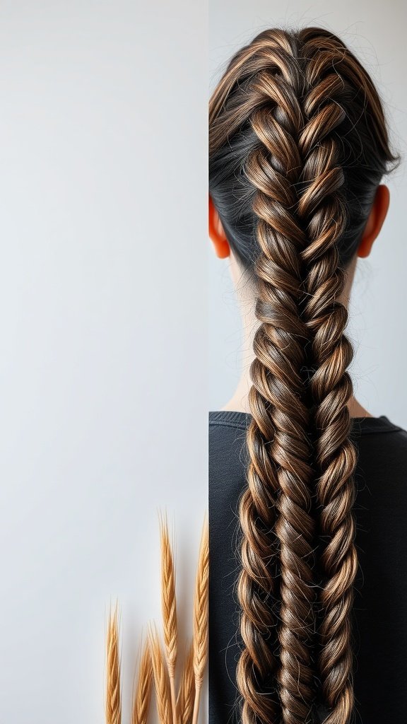 A close-up of a person's back showing two large, beautifully styled jumbo knotless braids.