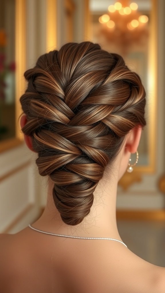 A stylish chignon created with knotless braids, showcasing an elegant hairstyle.