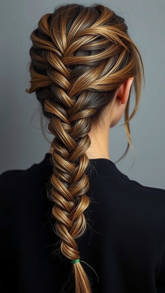 A fishtail braid styled with knotless braids, showcasing a unique and elegant hairstyle.
