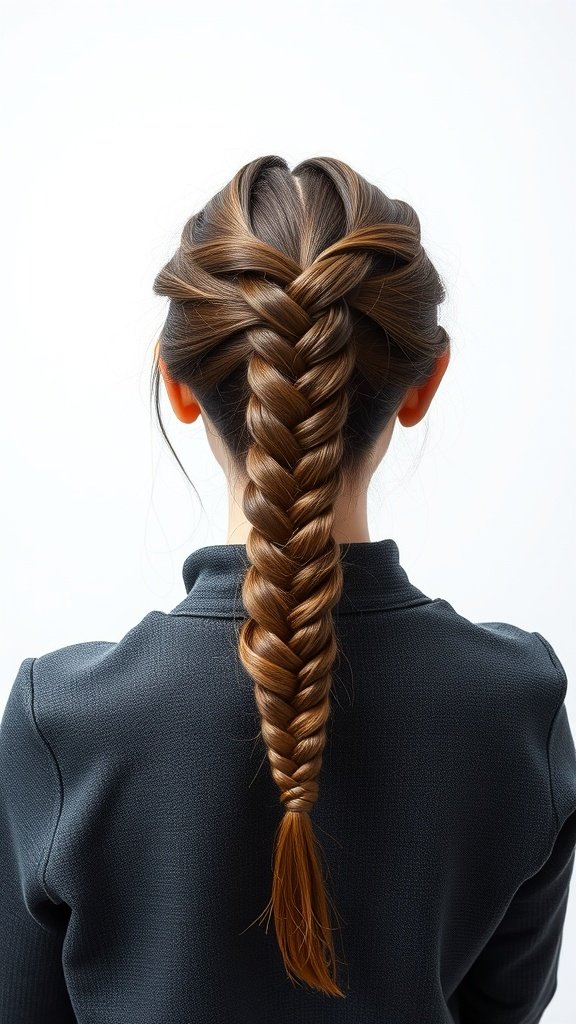 A fishtail braid styled with knotless braids