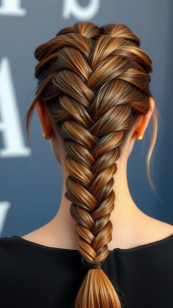 A close-up view of a beautifully styled knotless braid, showcasing a smooth finish and elegant appearance.