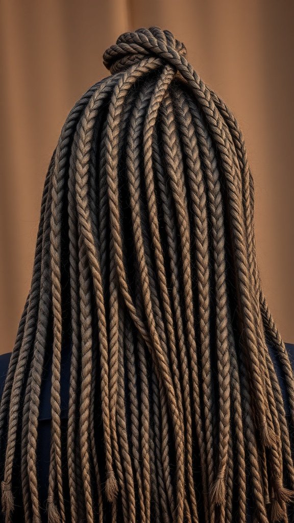 Long layered knotless braids styled elegantly
