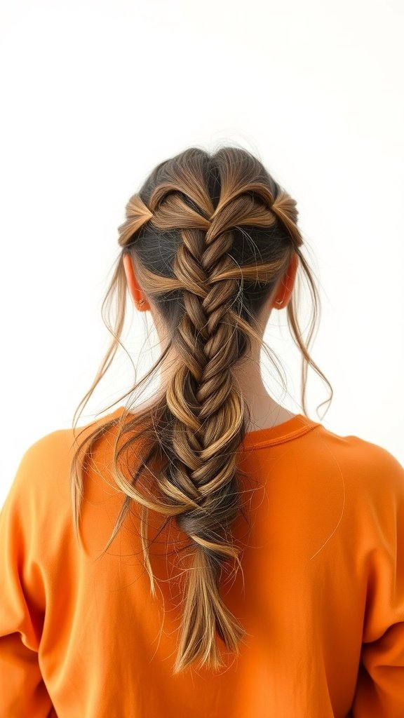 A woman with a messy knotless braid hairstyle, showcasing a relaxed and stylish look.