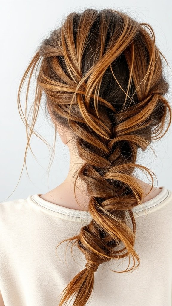 A messy knotless braid hairstyle showcasing a relaxed and playful look.