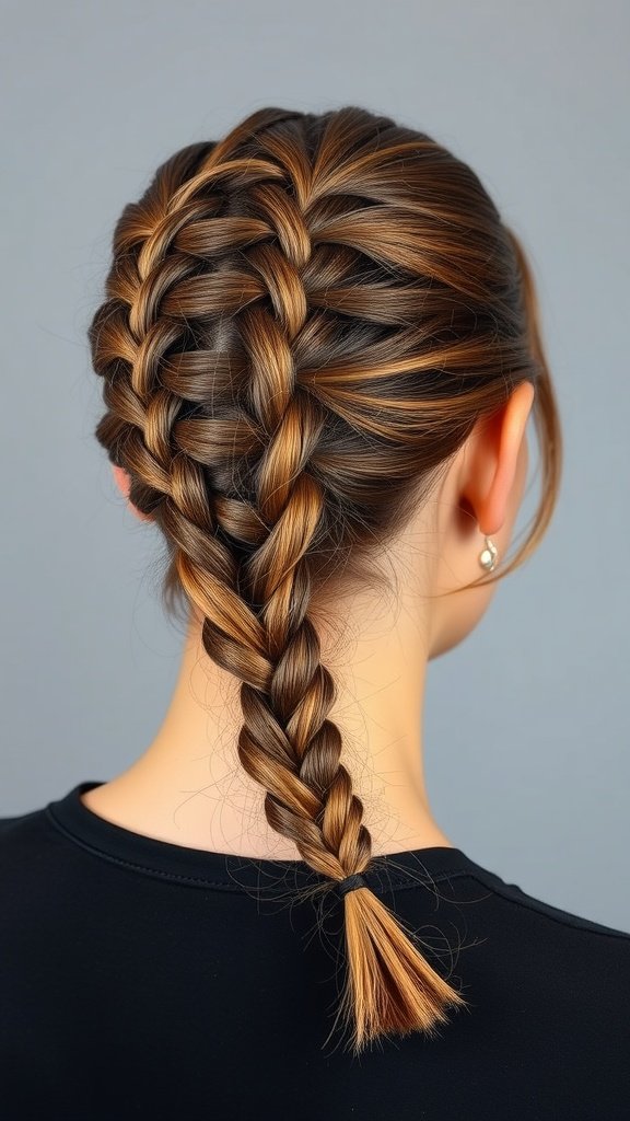 A woman with a stylish middle part knotless braid hairstyle.