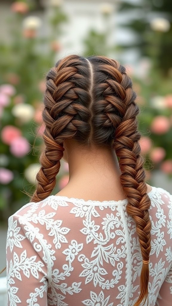 A woman with large knotless braids styled in a romantic way, featuring soft waves at the ends, set against a floral background.