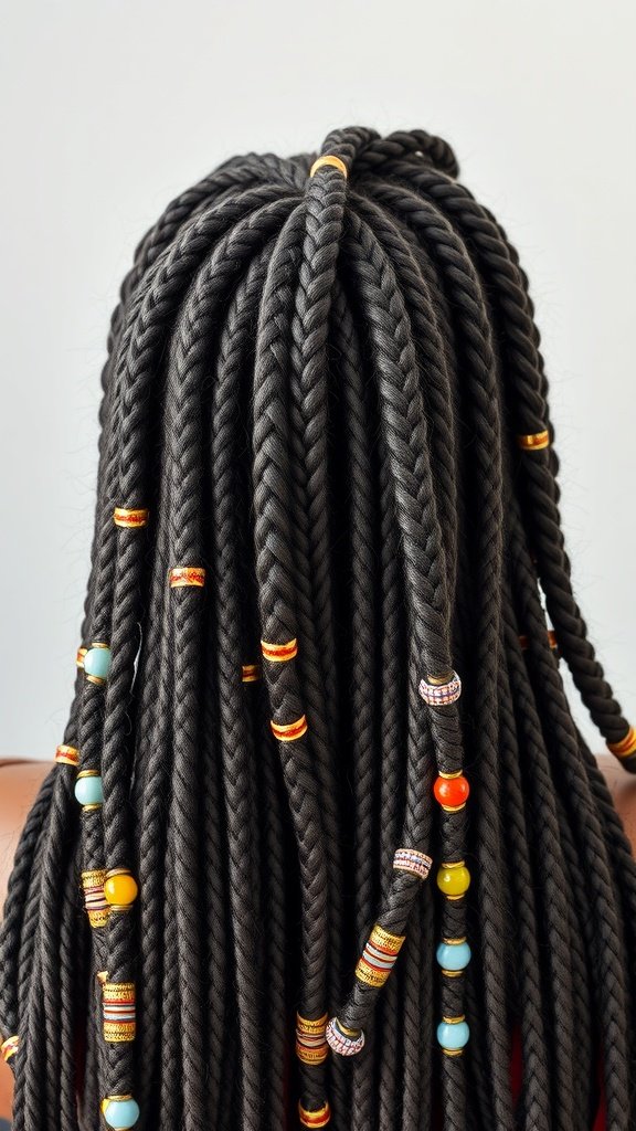 Knotless braids with colorful beads