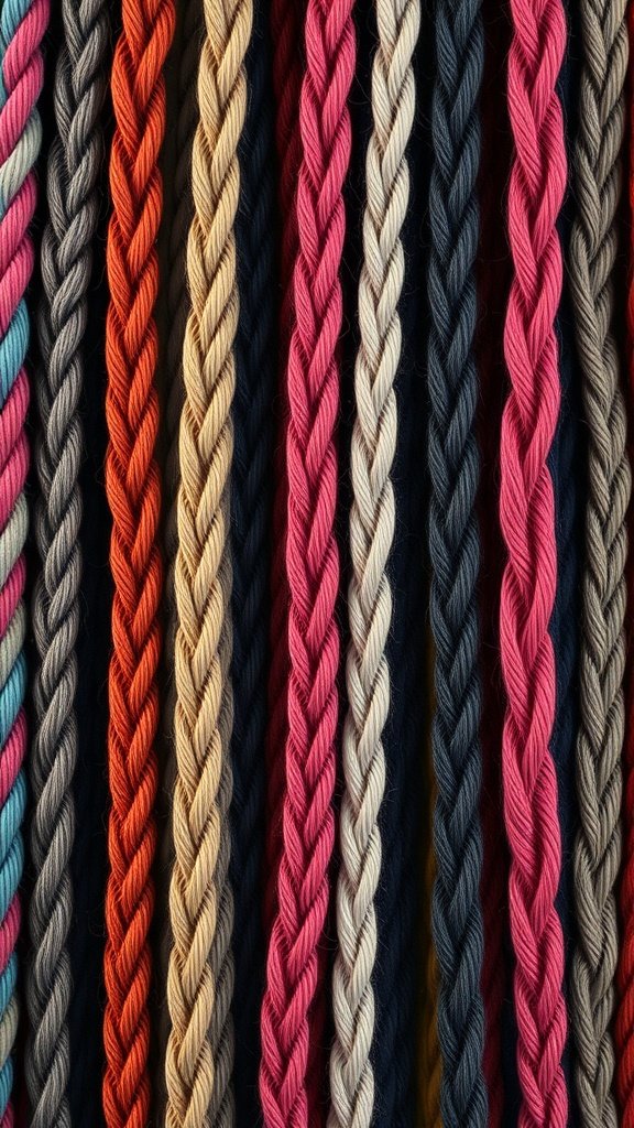 Colorful braided threads in various shades, showcasing options for knotless braids.