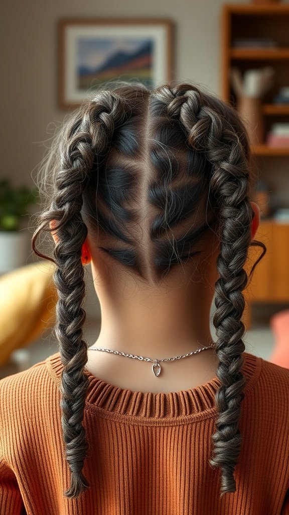 A girl with knotless braids featuring curly ends, showcasing a stylish and protective hairstyle.