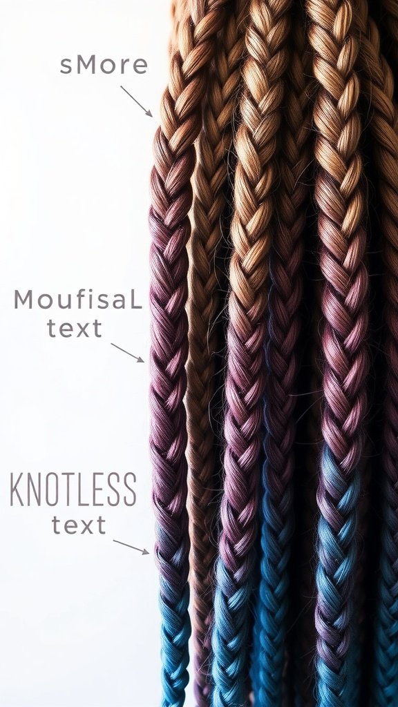 Small boho knotless braids with ombre effects