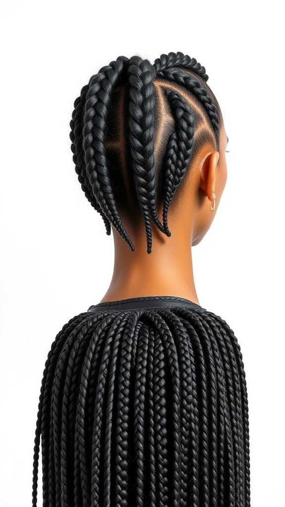 A model showcasing knotless twist braids, highlighting the sleek design and unique styling options.