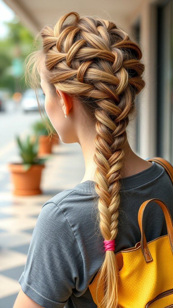 A woman with lemonade braids styled in a classic braid, showcasing a trendy and practical hairstyle.