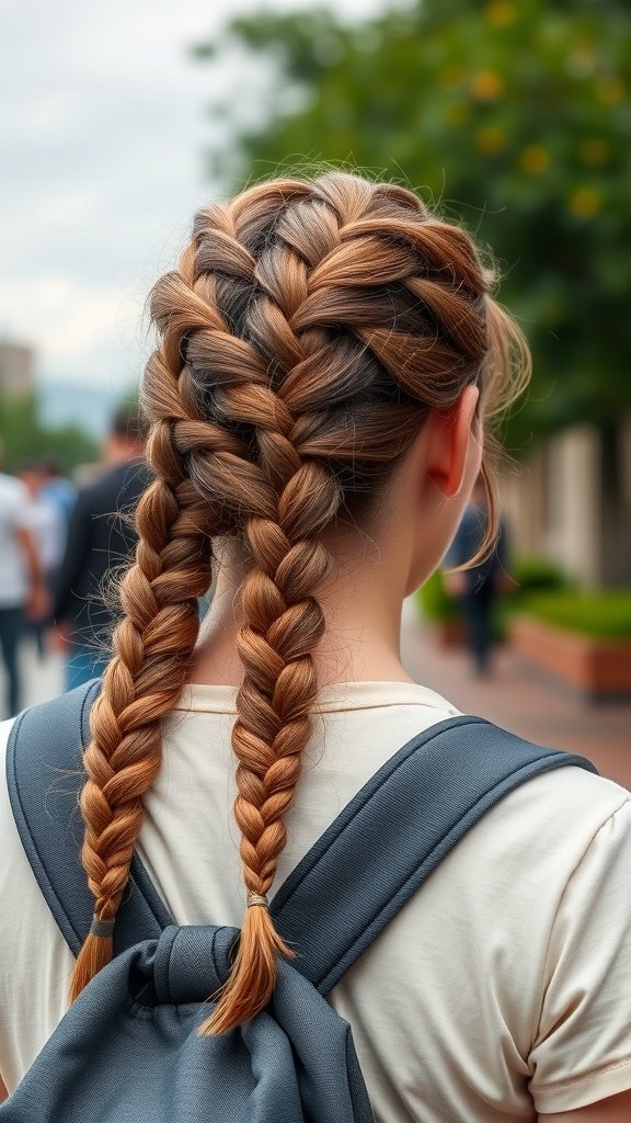 A person with lemonade braids, showcasing a stylish hairstyle perfect for travel.