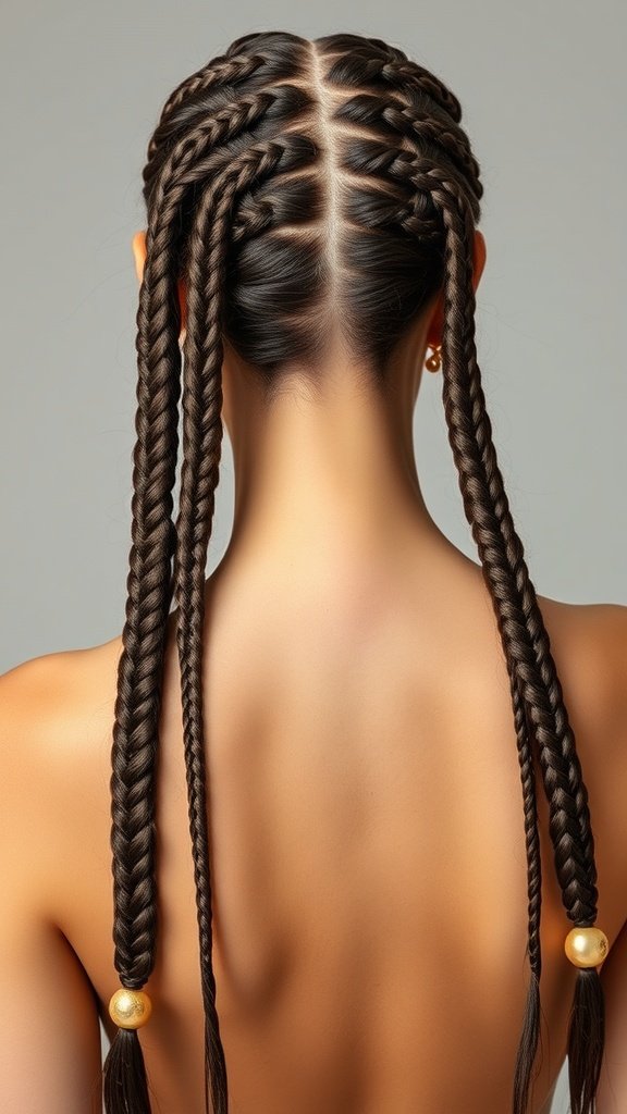 Long knotless braids styled with beads