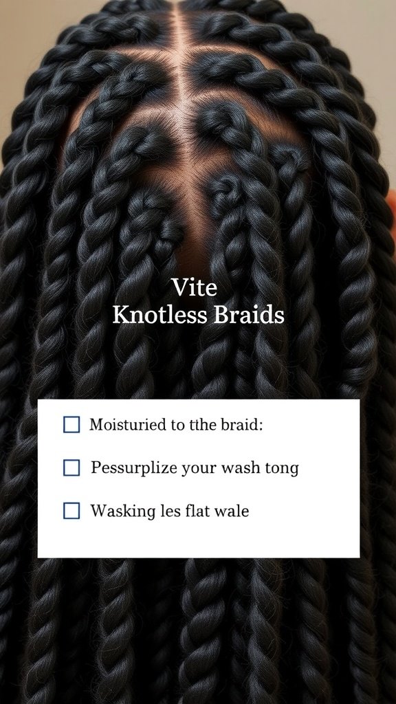 Close-up of knotless braids with a focus on the scalp and braid pattern.