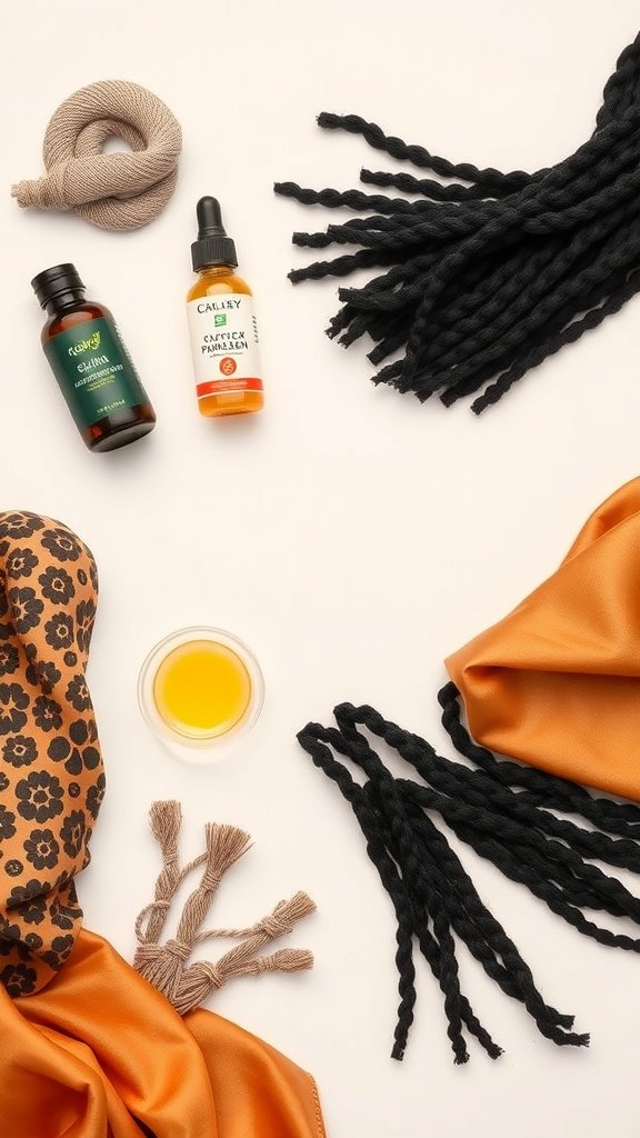 Image showing hair care products and knotless box braids