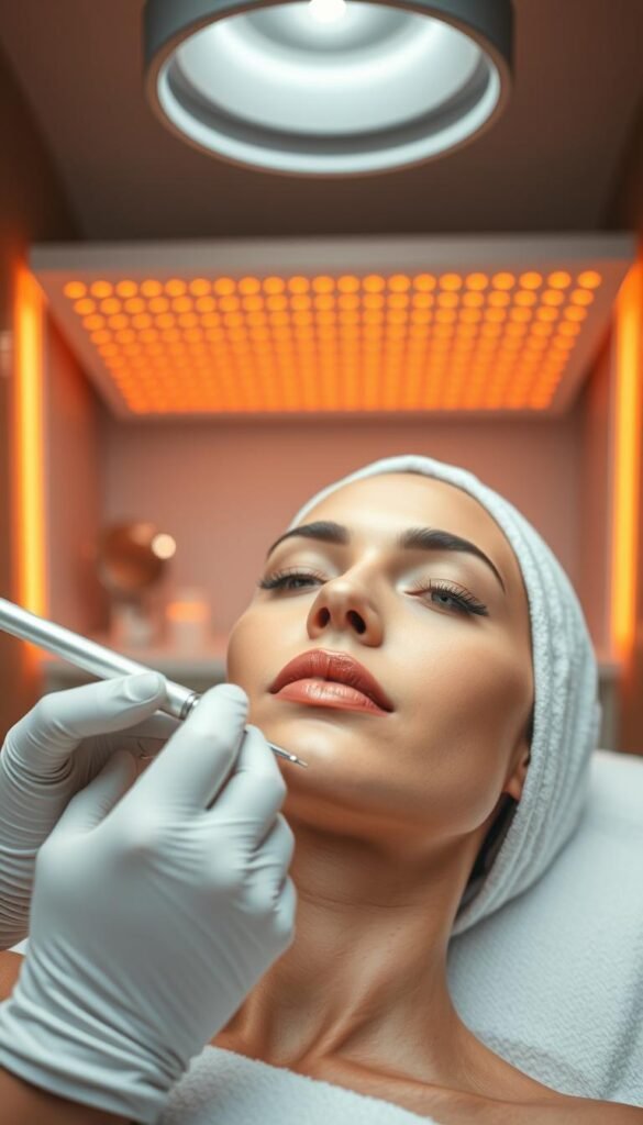 microneedling and LED therapy for skin renewal