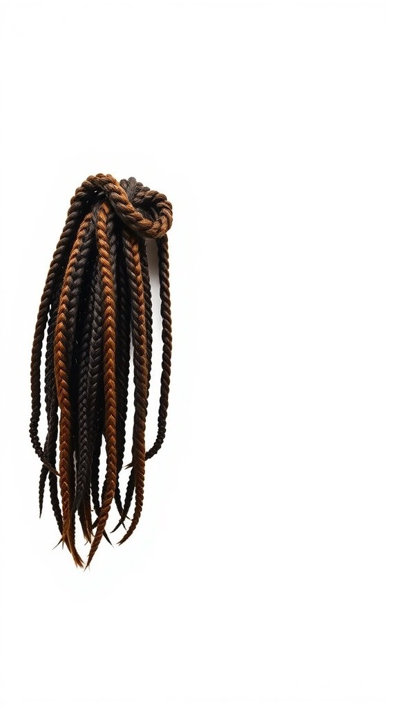 A collection of multi-braid styles featuring knotless box braids in dark and light shades.