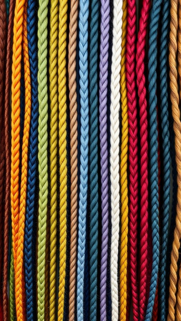 A variety of colorful braids in different shades, showcasing the beauty of knotless braids.