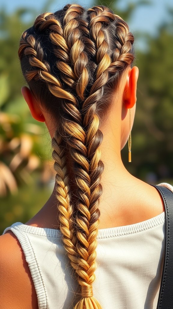 Natural ombre boho knotless braids with a gradient effect