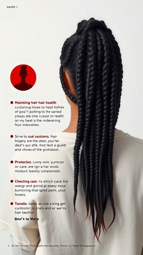 A woman with large knotless box braids styled in a high ponytail, showcasing the beauty and length of the braids.