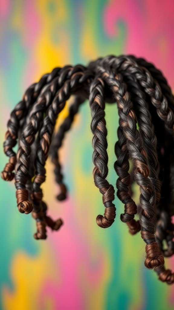 Knotless braids with curly ends, showcasing playful volume and texture.