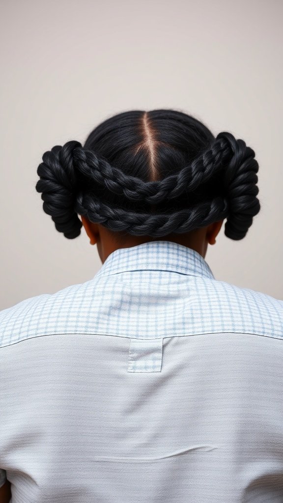 Back view of a person with a stylish boho knotless braids bob hairstyle.