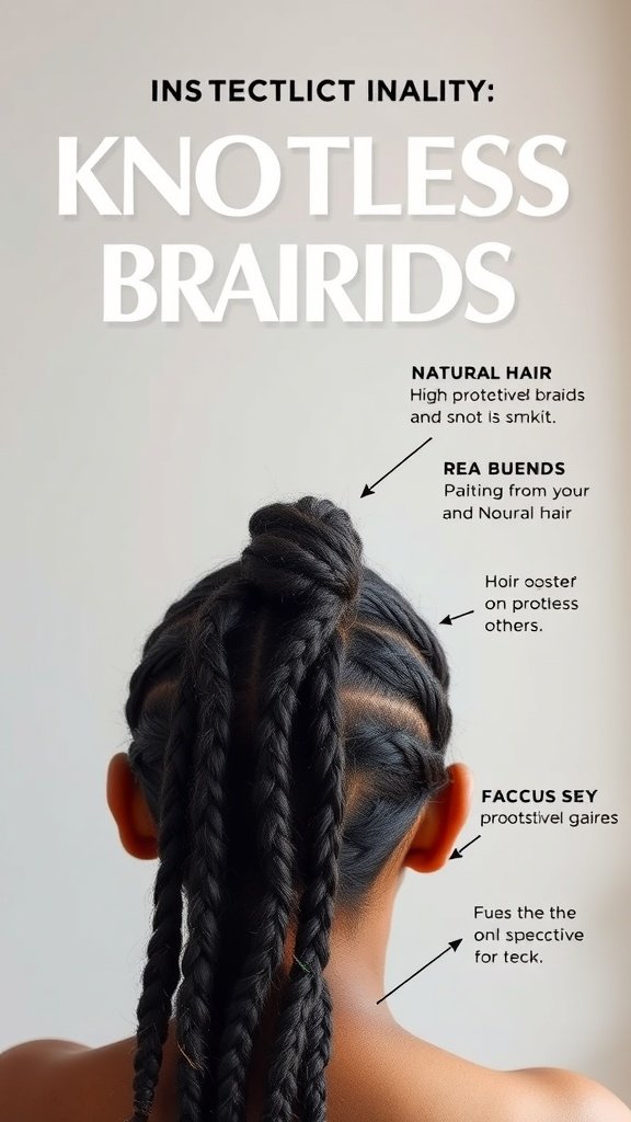 A person showcasing medium boho knotless braids with curly ends, highlighting the protective benefits of this hairstyle.