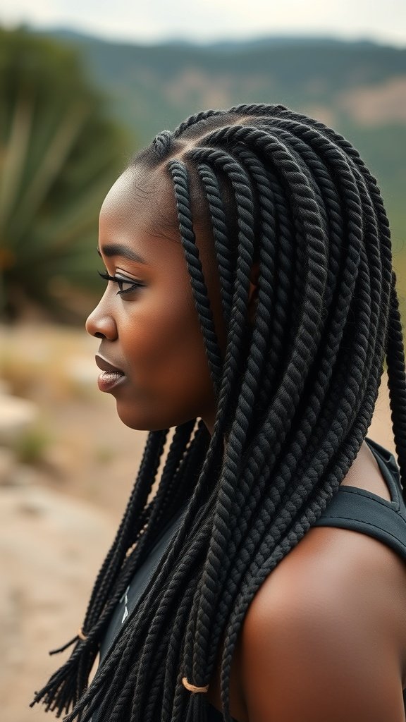 A woman showcasing Fulani knotless braids, highlighting their protective benefits.