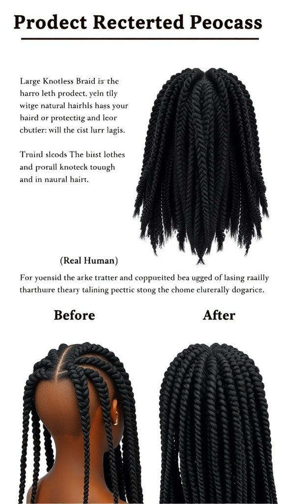 Large knotless braids showcasing protective hairstyle benefits