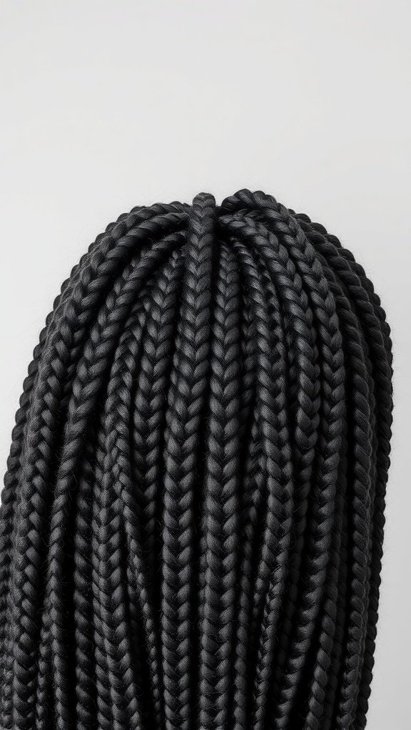 Close-up of small knotless box braids