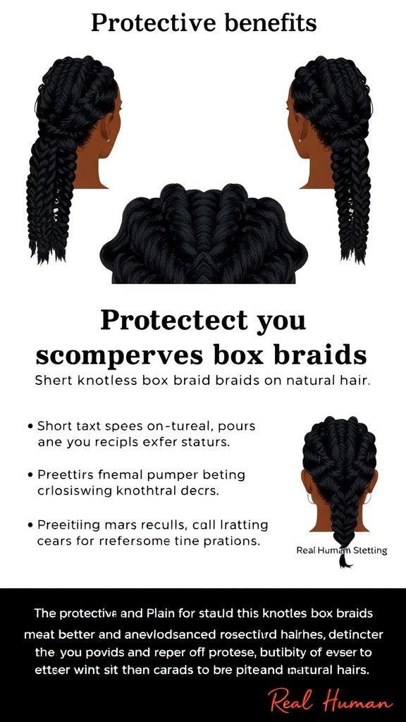 Illustration of short knotless box braids showcasing their protective benefits.