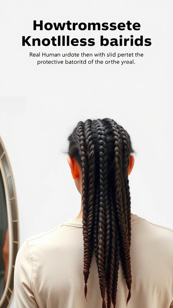 A person with large boho knotless braids styled in a protective hairstyle.
