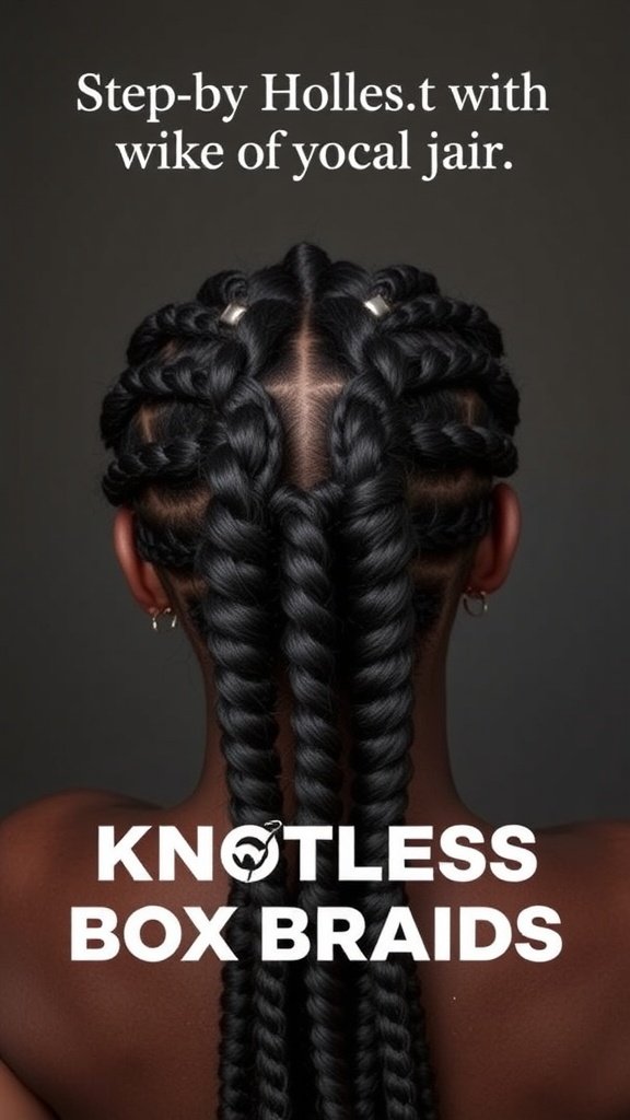 A close-up of a person with stylish knotless box braids, showcasing the neatness and elegance of the hairstyle.