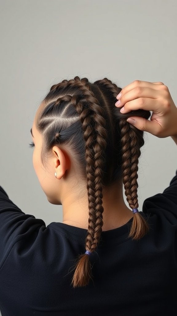 A person holding their knotless braids, showing the care needed for removal.
