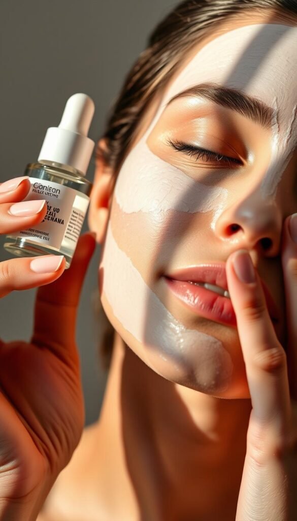 serum and mask application