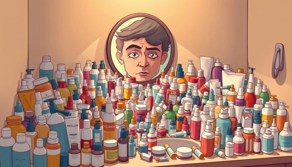 skincare product overload
