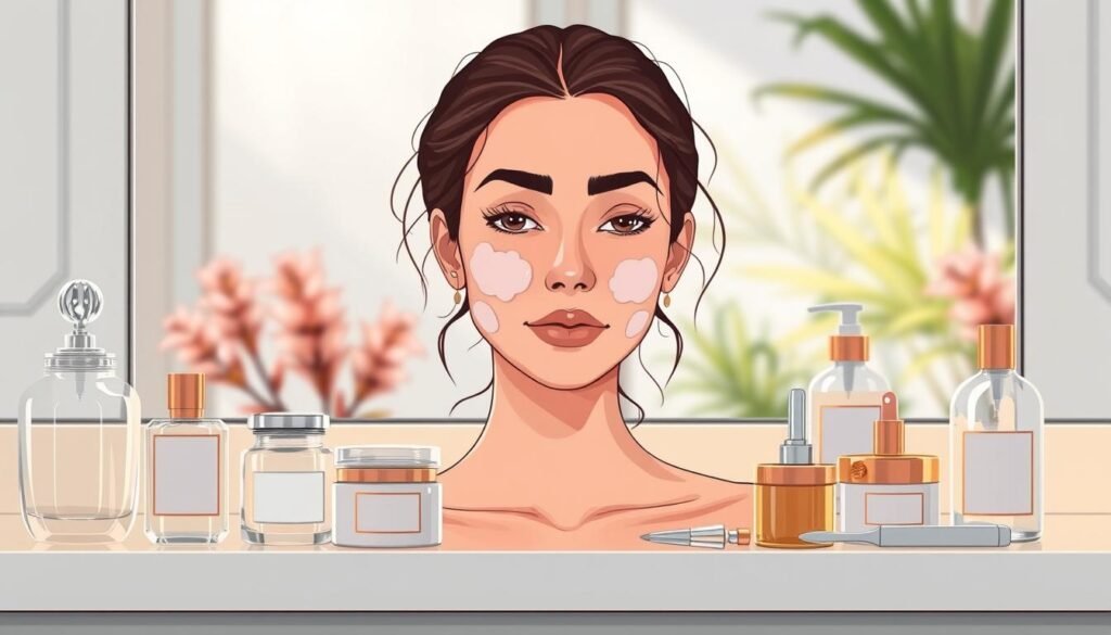 skincare routine with acne patches