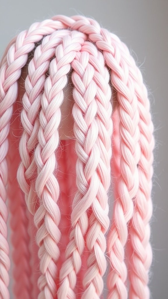 Soft pink knotless braids