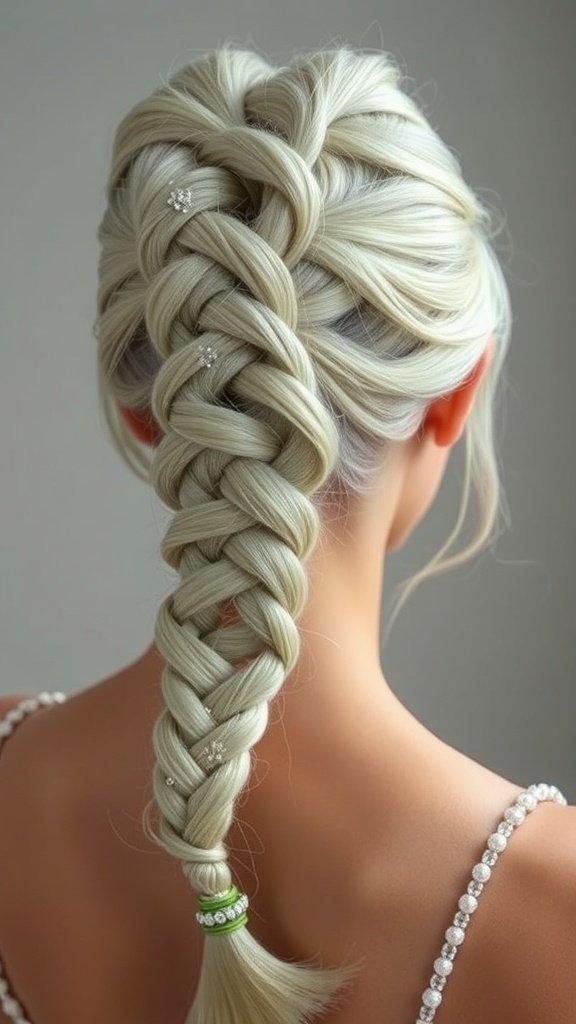 A close-up view of soft mint knotless braids styled elegantly.