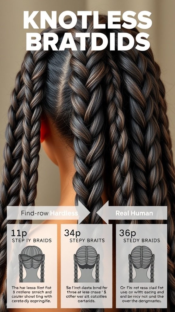 Image of small knotless braids showcasing a neat and stylish appearance.