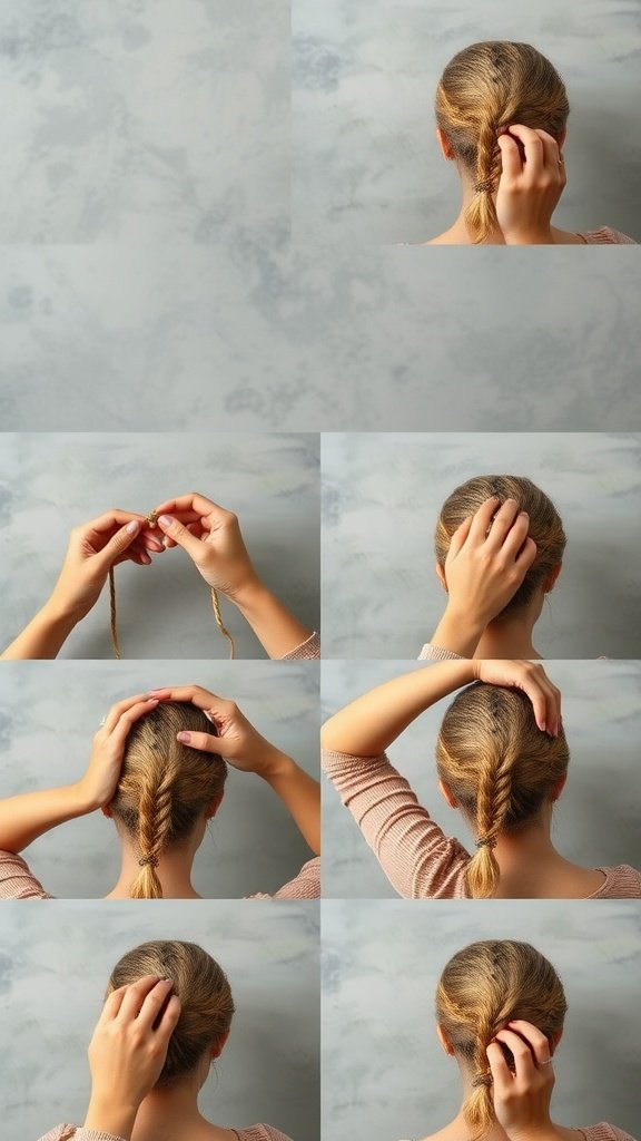 Step-by-step process of creating small boho knotless braids