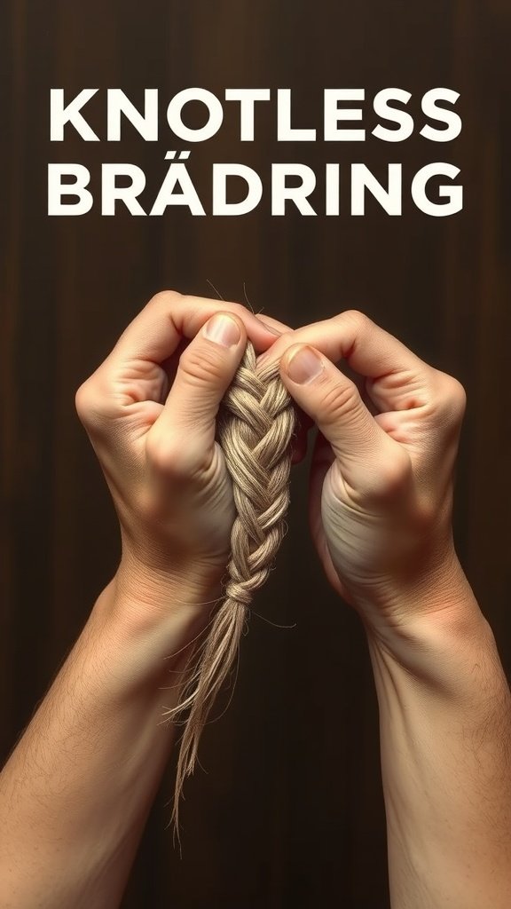 Hands braiding honey blonde hair into knotless braids