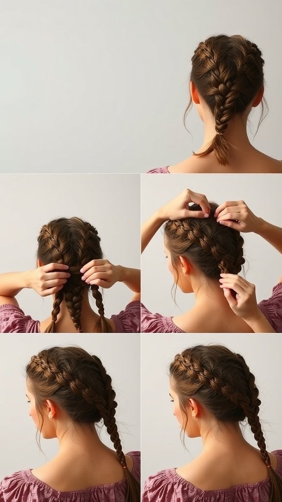 Step-by-step process of creating knotless boho braids