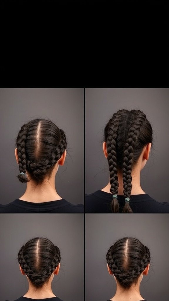 Step-by-step process of creating short knotless braids