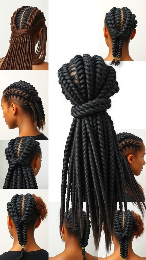 Various styles of bob knotless braids showcasing versatility and creativity.