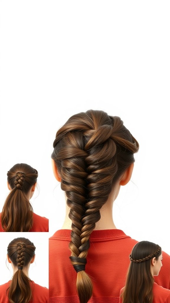 A variety of braid styles showcasing different techniques and finishes.