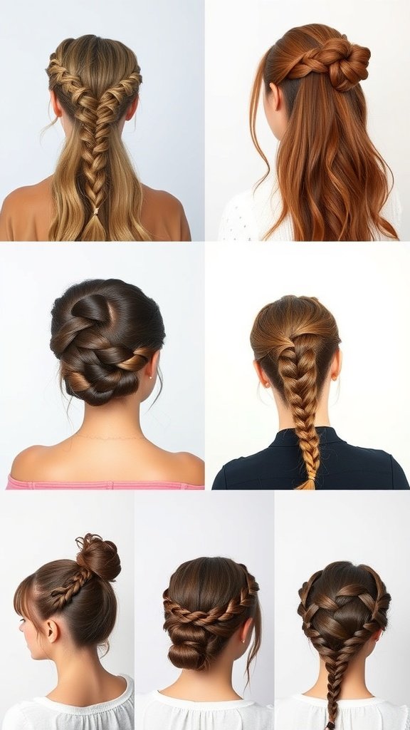 Various styles of medium knotless braids showcasing different techniques and looks.