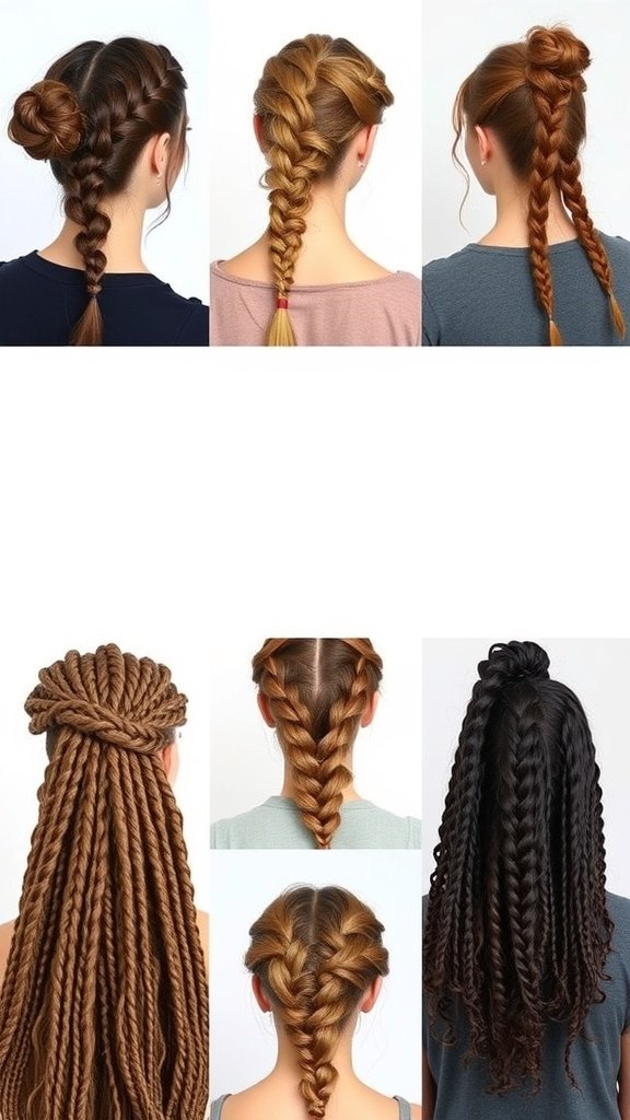A variety of large knotless braid hairstyles, showcasing different styles and techniques.